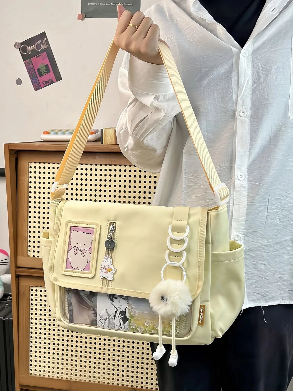 Y2K Japanese Harajuku School Bags for Teenage Girls New 2024 Transparent Itabag Crossbody Bag DIY Badges Display Plate Ita Bag - M & M Global