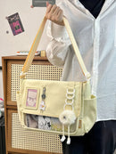 Y2K Japanese Harajuku School Bags for Teenage Girls New 2024 Transparent Itabag Crossbody Bag DIY Badges Display Plate Ita Bag - M & M Global