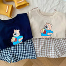 Popular Design Baby Boys T-shirt Suit Summer Clothes Cartoon Fashion Toddler Plaid Shorts Short Sleeve Set Children's Wear 6m-6y - M & M Global