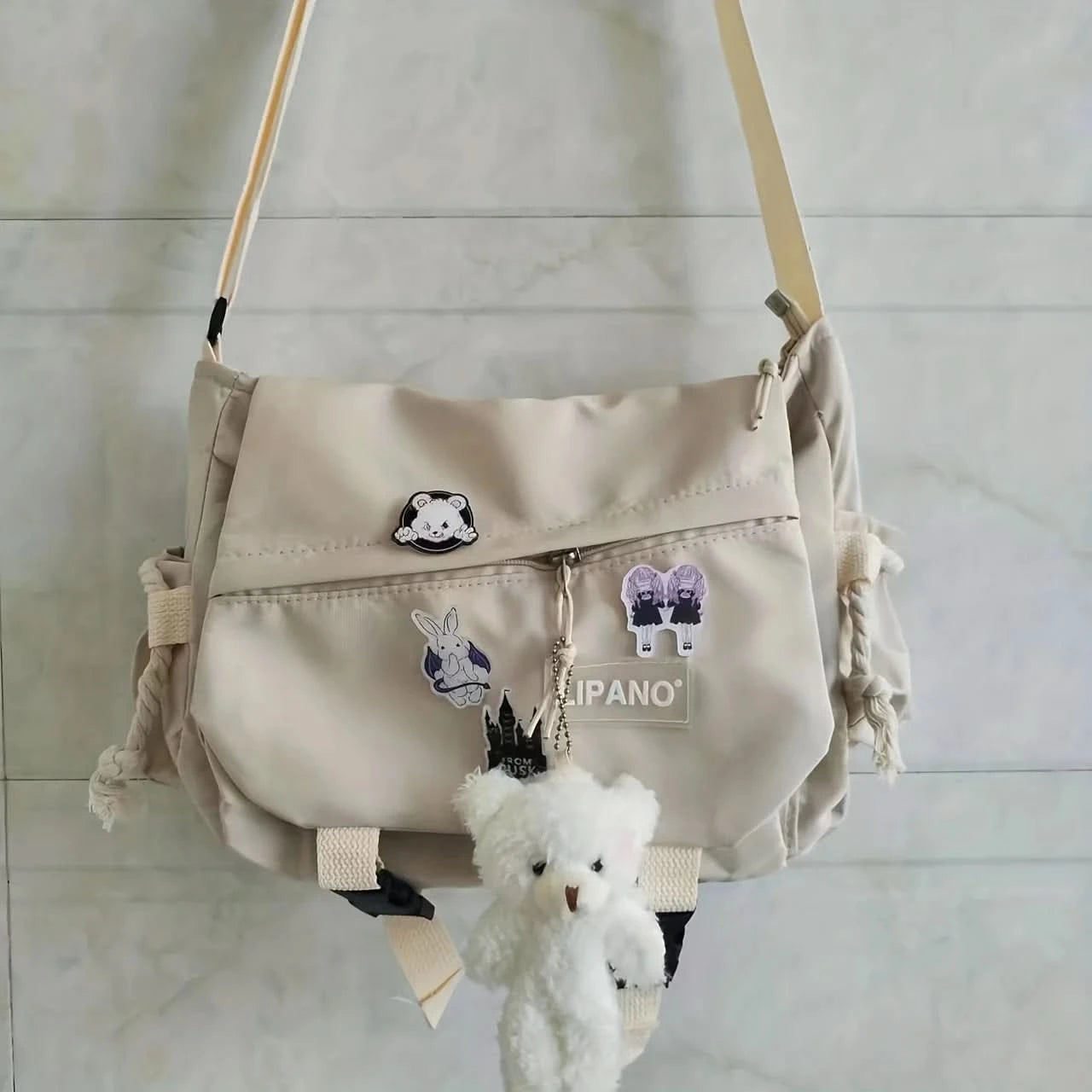 Nylon Messenger Bag Men Shoulder Bag Trendy Men's Messenger Bag, Student School Bag, Solid Color Crossbody Bags for Men Handbag - M & M Global