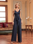 Elegant V-Neck Sequins Evening Dresses Long Luxury Women Formal Wedding Party Prom Cocktail Gowns