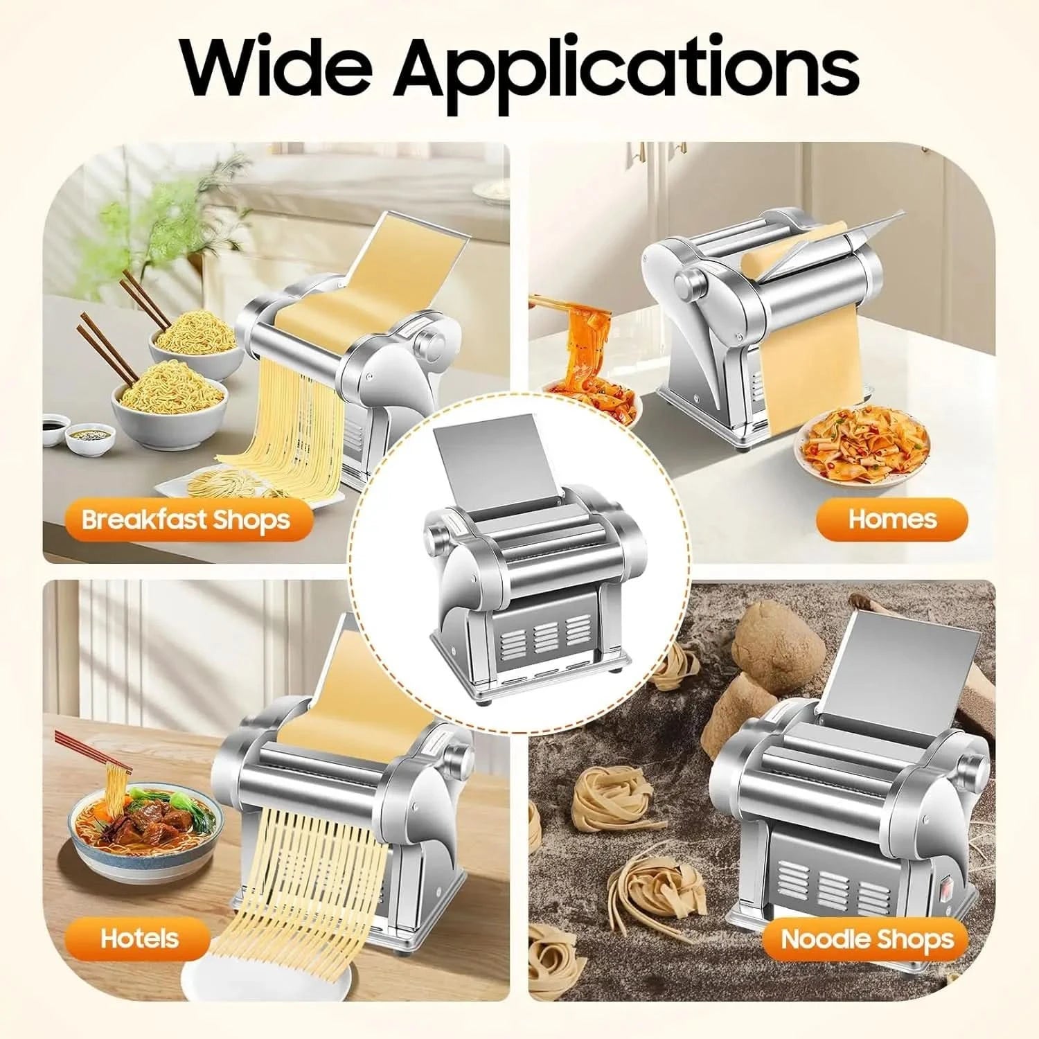 Electric Pasta Maker Machine, 135W Spaghetti Roller Noodle Pressing Machine, 410 Stainless Steel Electric Noodle Maker, for Brea - M & M Global