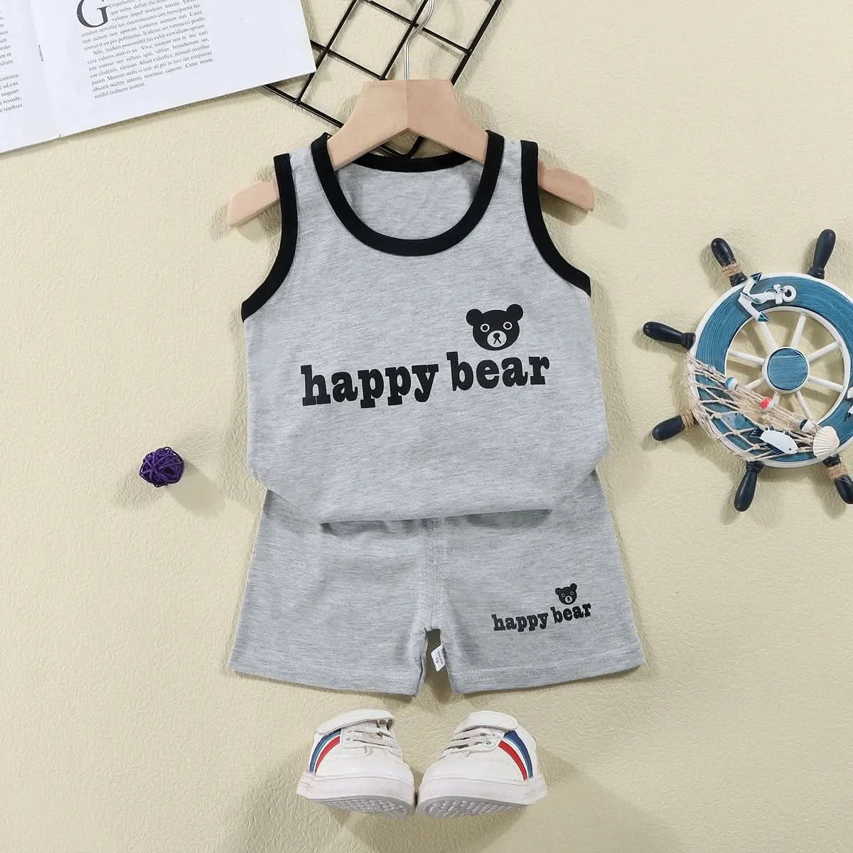 Children Sets Kids Vest Suit 2PCS Set Summer Cotton T-Shirt Girl Shorts Clothes Children Boys Girls Sleeveless Suit Wear Cloth - M & M Global