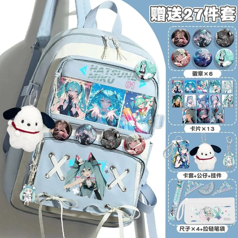 Miku Future School Backpack for Girls 2025 New Fashion Print Youth Pain Bag Large Capacity Backpack for School - M & M Global