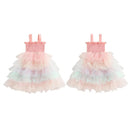 Lioraitiin Baby Kids Girl s Slip Dress  Casual Sleeveless Contrast Color Layered Summer A-line Dress Tulle Princess Dress - M & M Global