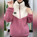 Korean Style Loose Thickened Patchwork Cotton Jacket Autumn Winter Women's Fashion Student Lamb Velvet Coat Casual Outerwear