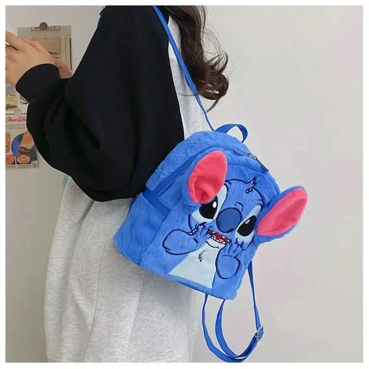 New Disney Plush Backpack Ins Japanese Blue Stitch Funny Cartoon Large-Capacity Student Backpack Kindergarten Bag Child Gift - M & M Global