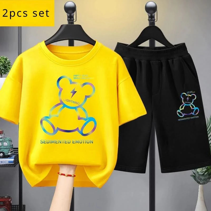 Summer Kid Girls Clothes Set Baby Boy Cartoon Bear Printed T-shirts and Shorts 2 Pieces Suit Children Fashion Outfits Tracksuits - M & M Global