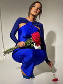 Mozision Hollow Out Sparkle Long Sleeve Maxi Dress For Women Glitter Vestidos Robe New Bodycon Shiny Night Club Party Long Dress - M & M Global