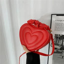 Luxury Quilted Handle Women PU Leather Shoulder Bag Fashion Heart Solid Color Crossbody Bag - M & M Global