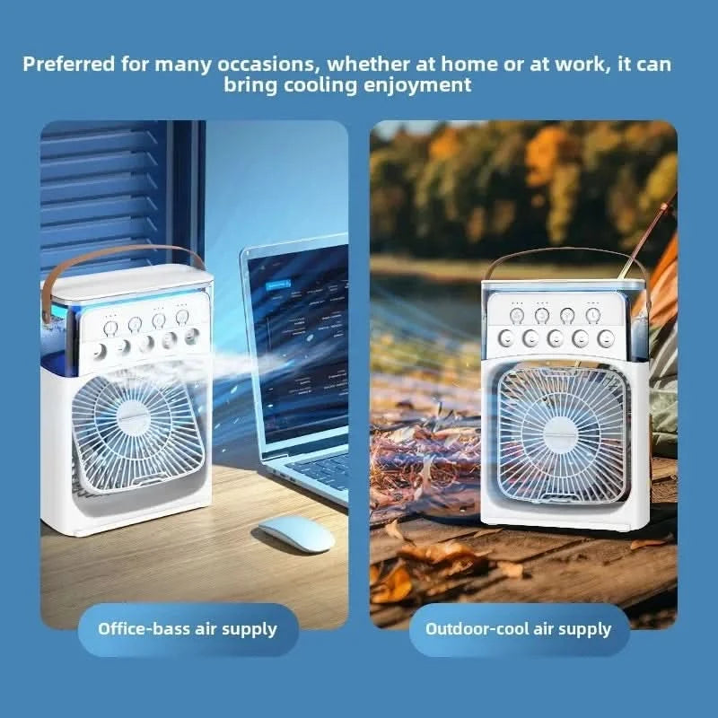 Portable 3 in 1 Mini AC Air Cooler Fan Humidifier with LED Light for Home Office Bedroom Camping Cooling - M & M Global