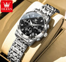 OLEVS Women's Watches 2858L Trend Fashion Original Quartz Watch for Lady Waterproof Luminous Date Stainless Steel Chronograph
