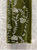 Retro Green Velvet Split Skirt Women Sequin Floral Heavy Industry High Waist A Line Long Dress Elegant Mid Length Skirt Fashion - M & M Global
