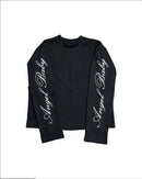 Gothic fashion letter pattern printed casual loose long sleeved T-shirt Y2K trendy men's and women's fashion retro streetwear