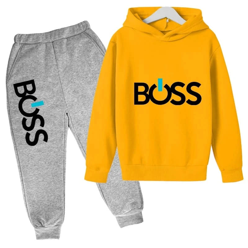 Spring Autumn Boys Girls Casual Fashion Print Pullover Long Sleeve Hoodie Tops+Pants Tracksuit 4-14 Years Children's Clothes - M & M Global