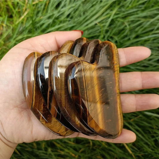 Natural Tiger Eye Guasha Beautiful Massager Facial Scraping Tools Neck Face Scraper Massage Anti Wrinkle Relax Tool SPA Stone - M & M Global