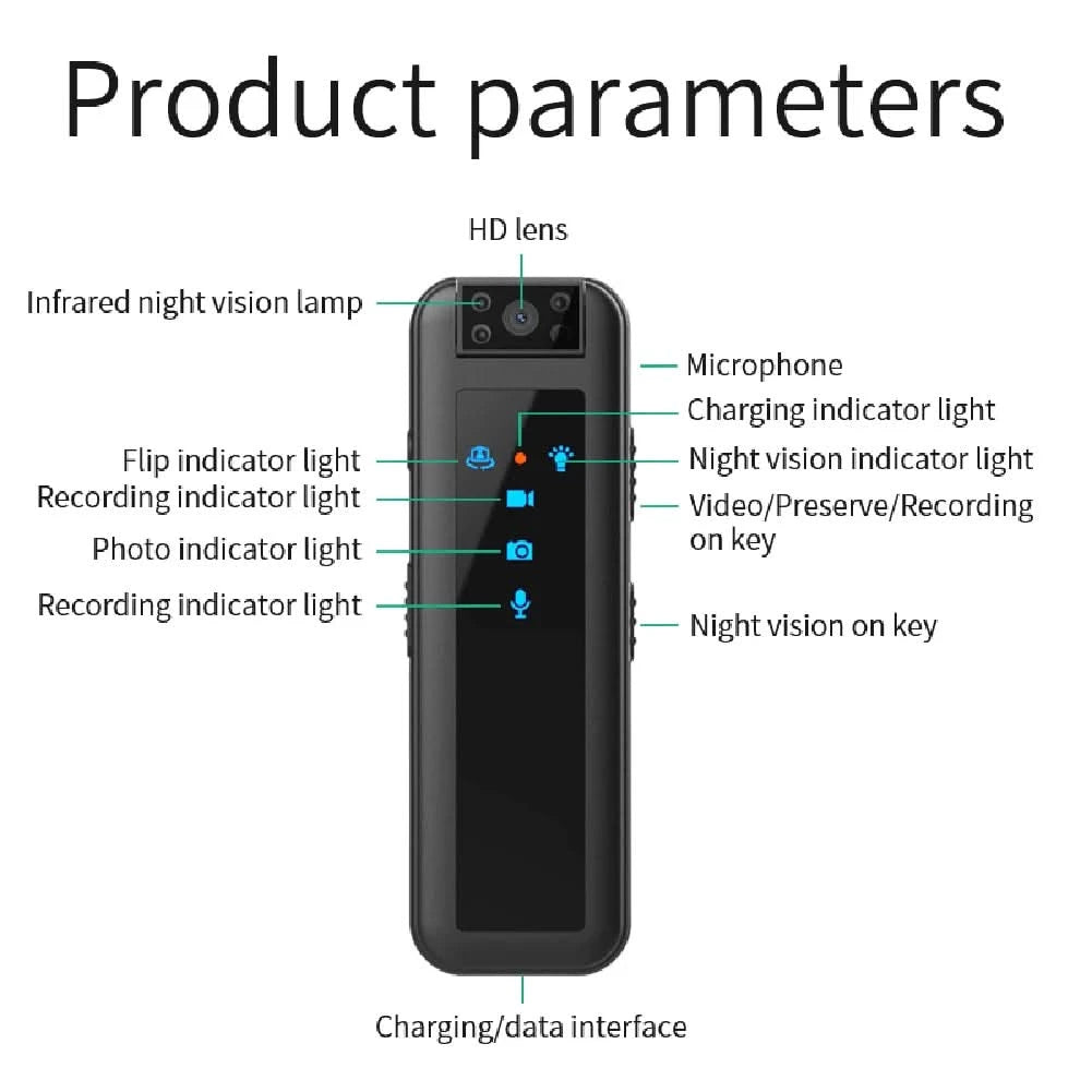 HD 1080P Mini Camera Night Vision Portable Camera Small Rotating Bicycle Stand Recorder Outdoor Sports Camera With Back Clip - M & M Global