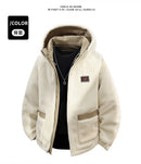 Reversible Winter Lamb  Fleece Hooded Jacket Streetwear Men Women Reversible Cotton Jackets Casual Zipper Thick Warm Coat