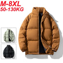 Winter Parka Men Brown Thick Warm Jackets Big Size Oversize Cotton Padded Windbreaker Outwear Waterproof Loose Coats