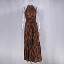 Summer Floral Print Halter Neck Dresses For Women Sleeveless Leace-up Long Dress Casual Beach Holiday Vestidos Female Clothing - M & M Global
