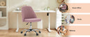 JHK Armless Small Desk Office Chair Cute Vanity Swivel Chair with Back Modern Fabric with Wheels Swivel Task Home Gaming Chair