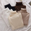Korean High Collar Knitted Long Sleeve Base Shirt Pure Color Slimming Versatile Underwear Elegant Inner Long Top Women's Fashion