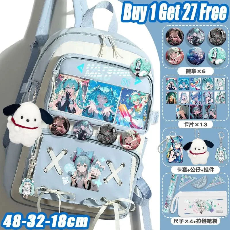 Miku Future School Backpack for Girls 2025 New Fashion Print Youth Pain Bag Large Capacity Backpack for School - M & M Global
