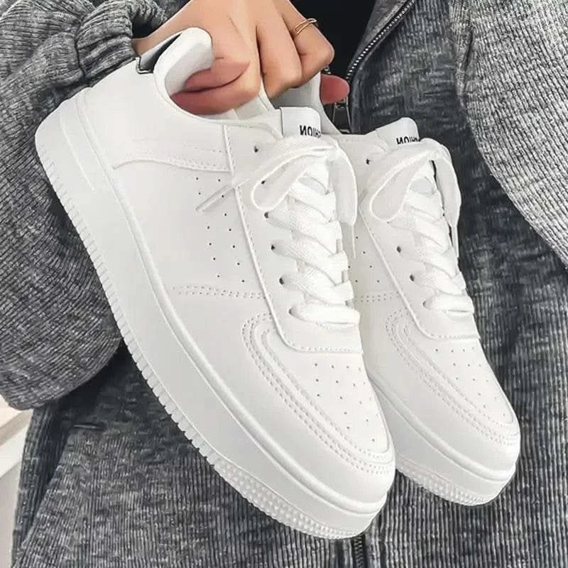 Casual Men's Sneakers Autumn 2025 New Style Winter Pure White Fiberglass Synthetic Lining Rubber Sole Unisex Leisure Shoes - M & M Global