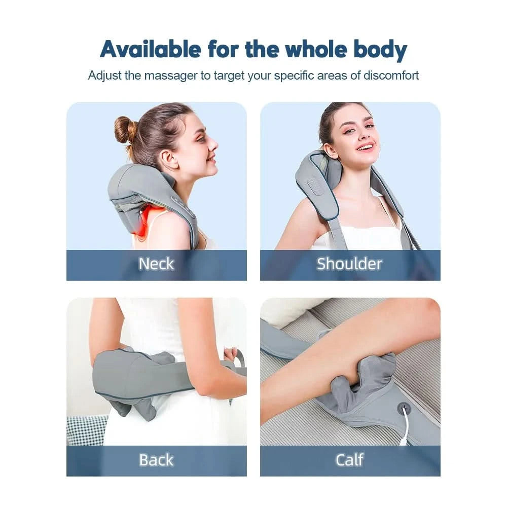 Electric Shoulder Kneading Massage Shawl Automatic Neck Back Massager Wireless Back Muscle Trapezius Relaxing Massage Pillow - M & M Global