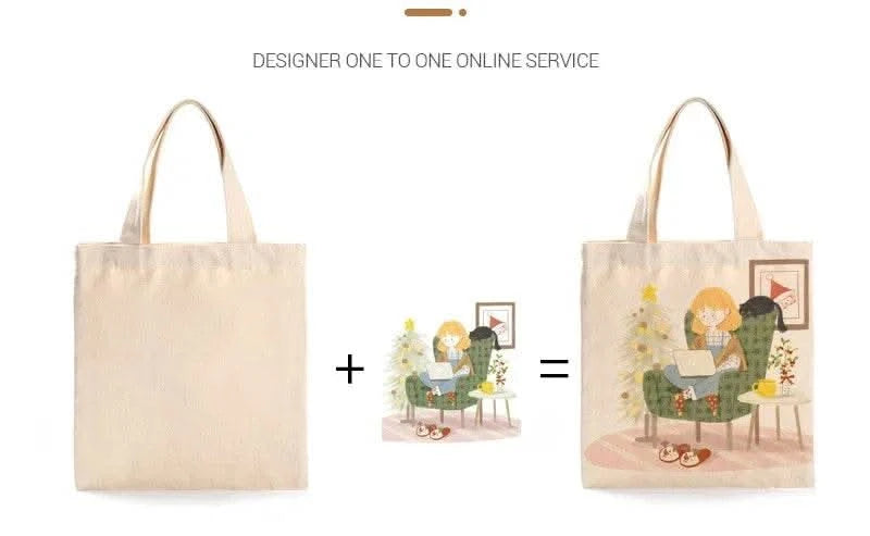 5 Pieces Set Blank Canvas Shopping Bags Reusable Foldable Casual Daily Shoulder Tote Handbag For Personalized Logo & Name Custom - M & M Global