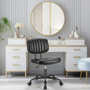 JHK Armless Office Desk Chair Back Lumbar Support Height Adjustable PU Leather Computer Chair with 360° Swivel Rolling Wheels