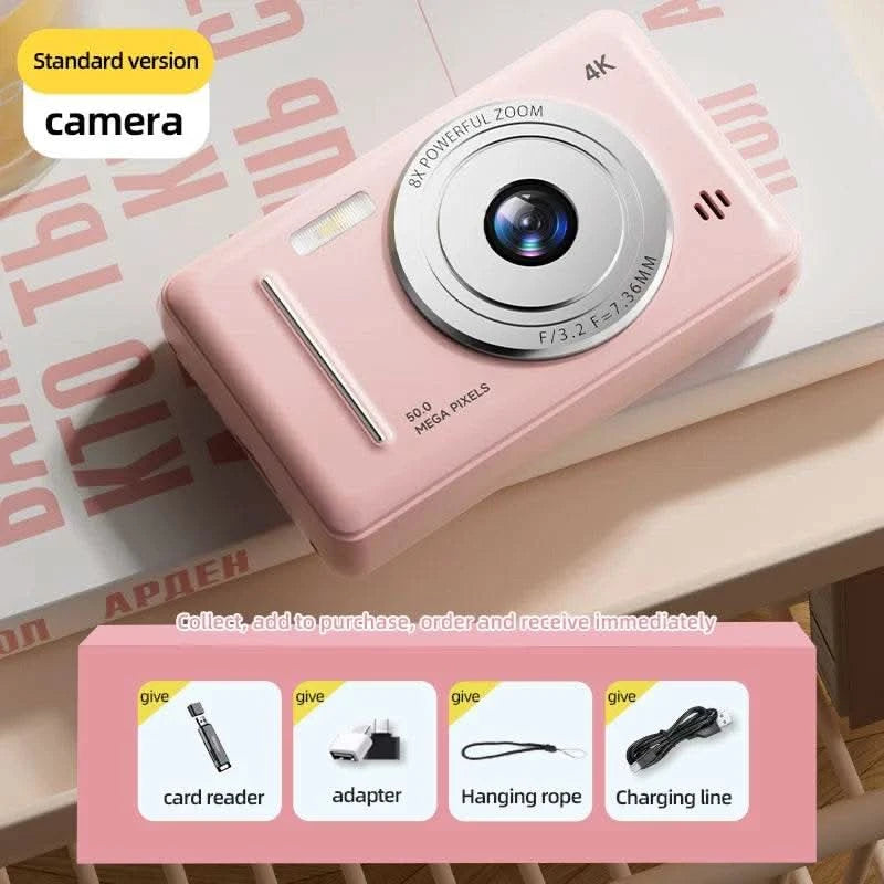 4K Digital Camera 5000W Pixel Retro CCD Portable Card Camera Entry-level Camera Dual Camera Flash 50 Million Pixels Auto Focus - M & M Global