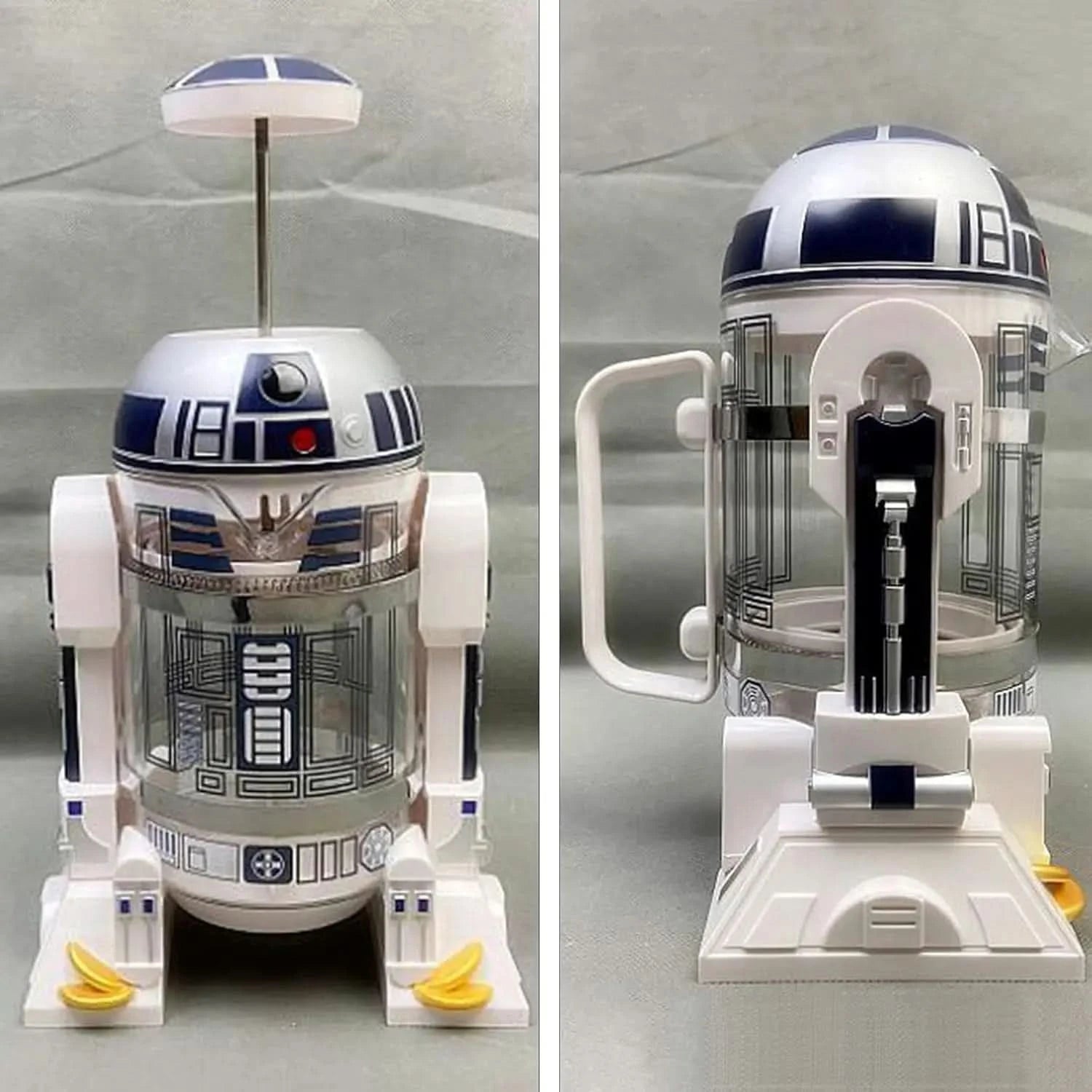 French Press Insulated 304 Stainless Steel Coffee Maker, 32 Oz Robot R2D2 Hand Home Coffee Presser, with Filter Screen for Brew - M & M Global