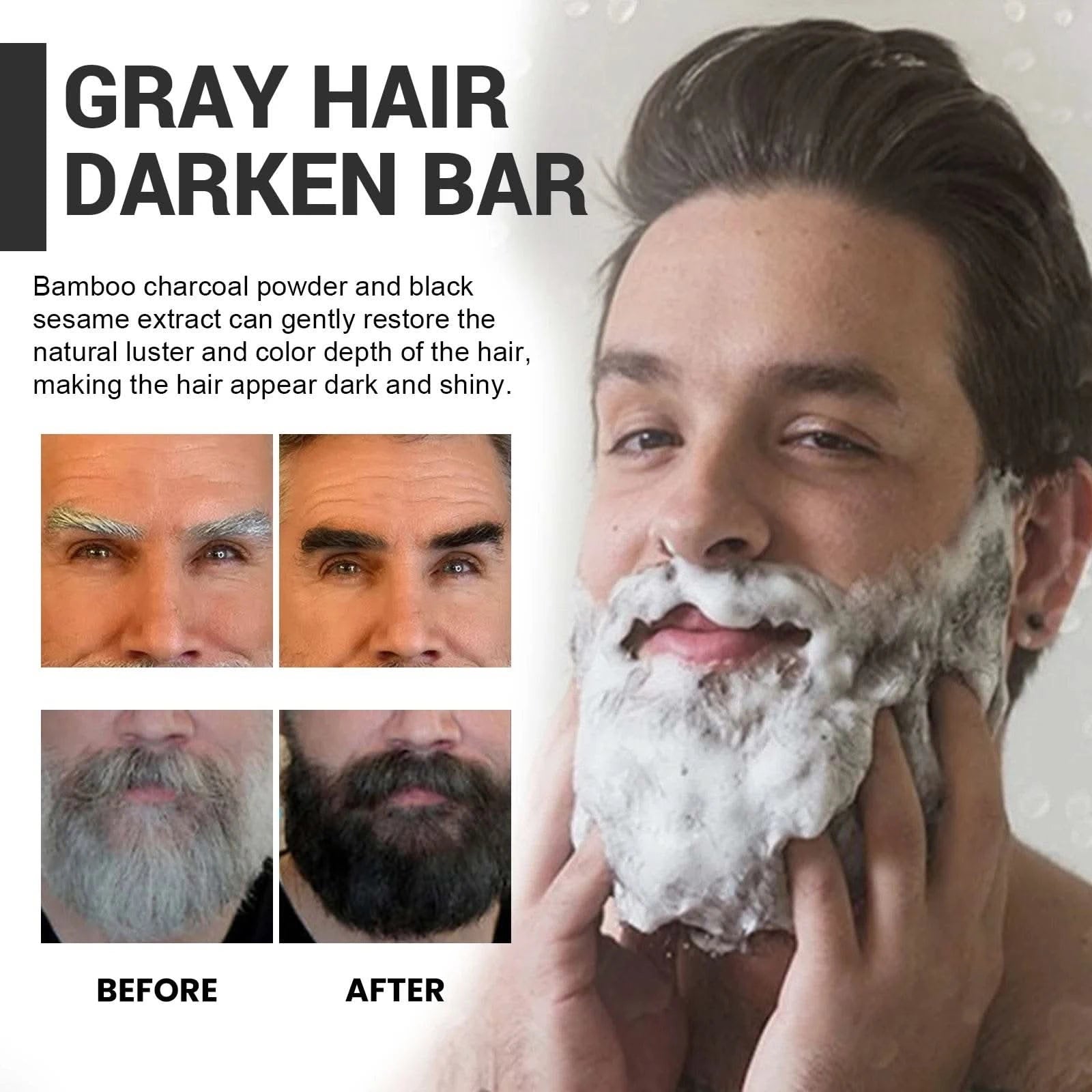 Darkening Hair Soap Blackening Beard Eyebrows Deep Cleansing Strengthen Nourish Repairing White Grey Hairs Treatment Shampoo Bar - M & M Global