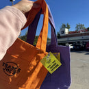 Trader Joe's 2-Pack Reusable Tote Bags - Orange & Purple Canvas Shopping Bags, Durable Grocery Tote for Farmers Market