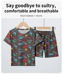 Summer CHILDREN'S Shorts and Short Sleeves 2-piece Cute Dinosaur Home Clothes Boys and Girls Casual Joker Suit. - M & M Global