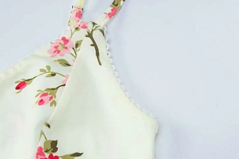 Dulzura Floral Print Strap Midi Dress For Women Bodycon Sexy Party Clothes 2024 Summer Long Dress Y2K Clothes Evening Holiday - M & M Global