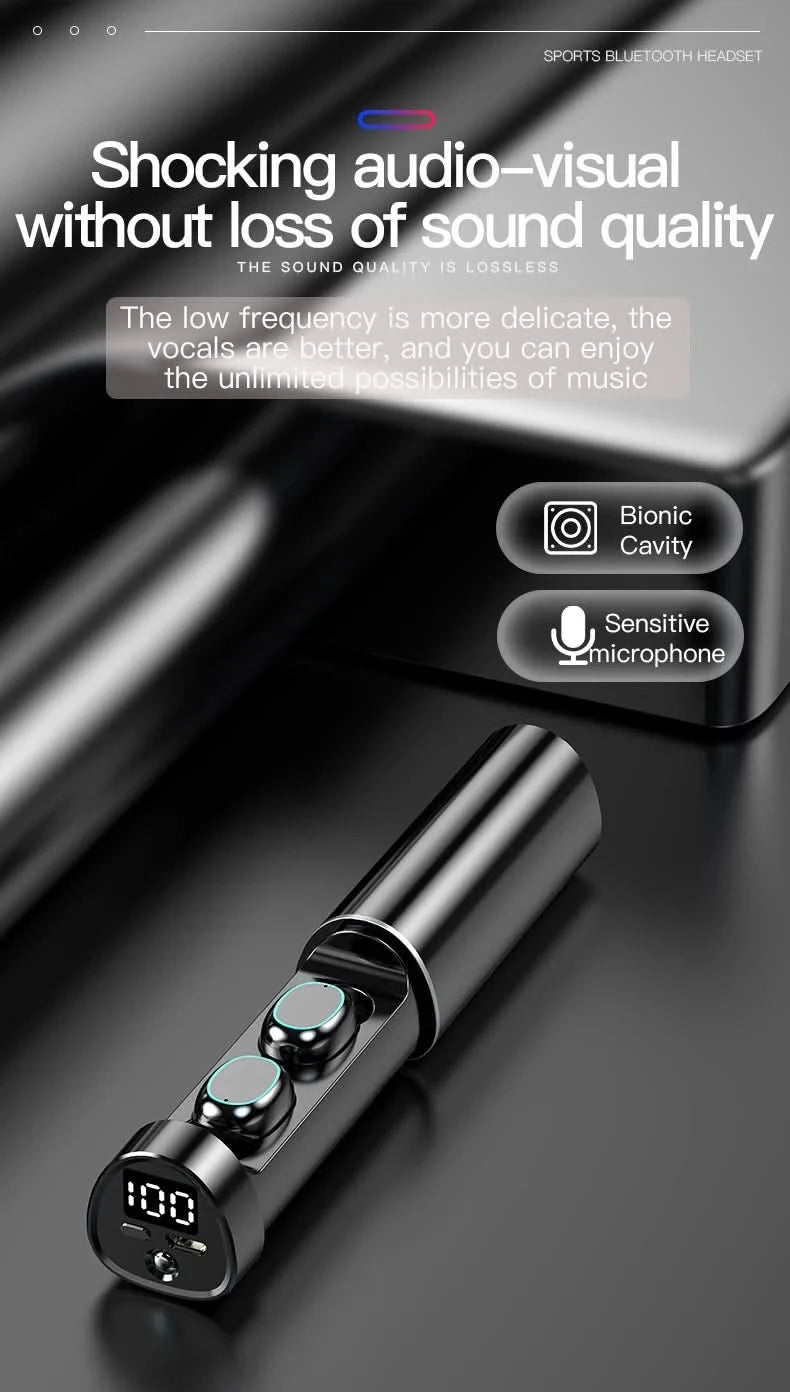 N21 Wireless Earphones Stereo Bass Earbuds LED Digital Display Headphones With Microphone TWS Headsets Lights For Smartphone - M & M Global