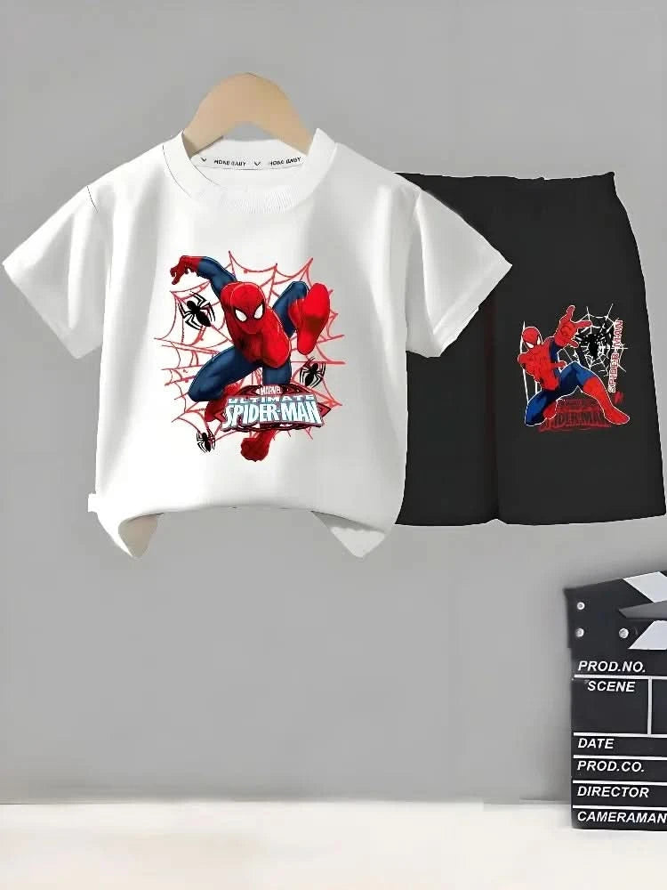 Anime Spiderman Boys T Shirt Shorts 2pcs Sets Breathable Waffle Fabric Kids Sport Clothing Set Children Casual Outfits - M & M Global