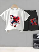 Anime Spiderman Boys T Shirt Shorts 2pcs Sets Breathable Waffle Fabric Kids Sport Clothing Set Children Casual Outfits - M & M Global