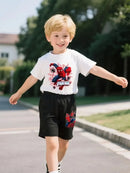 Anime Spiderman Boys T Shirt Shorts 2pcs Sets Breathable Waffle Fabric Kids Sport Clothing Set Children Casual Outfits - M & M Global