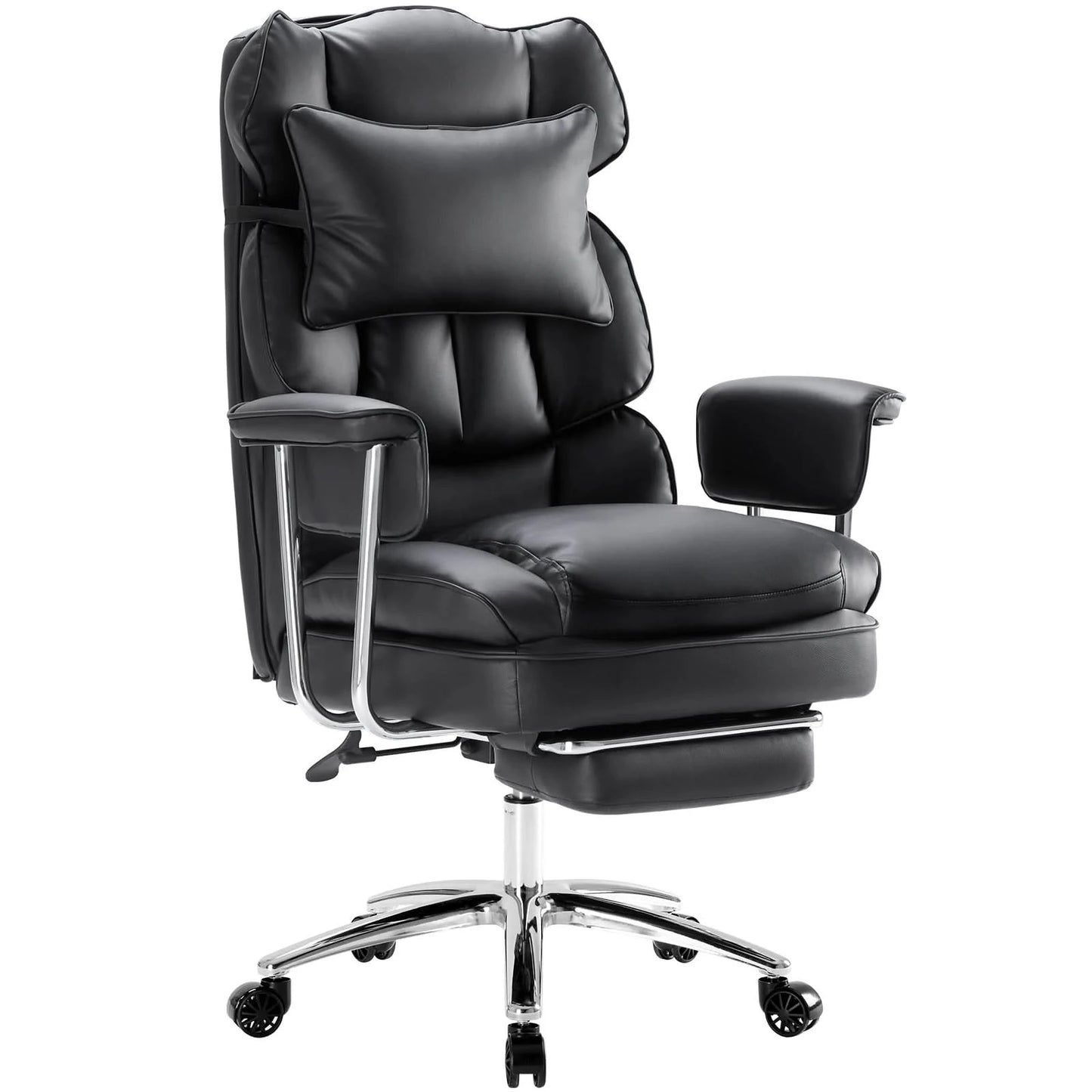 JHK PU Leather Ergonomic Office Computer Desk Chair High Back with Footrest Lumbar Support Height Adjustable For Home Office