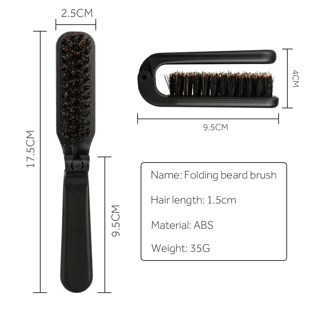 Natural Boar Bristle Beard Brush Men Facial Hair Cleaning Brush Professional Hairbrush Shaving Tools Beard Mustache Brushes - M & M Global