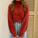 2025 Winter Imitate Mink Wool Hot Fleecing Female Turtleneck Elastic Casual Sweater Women Knitted Tops Pullovers Soft  Warm