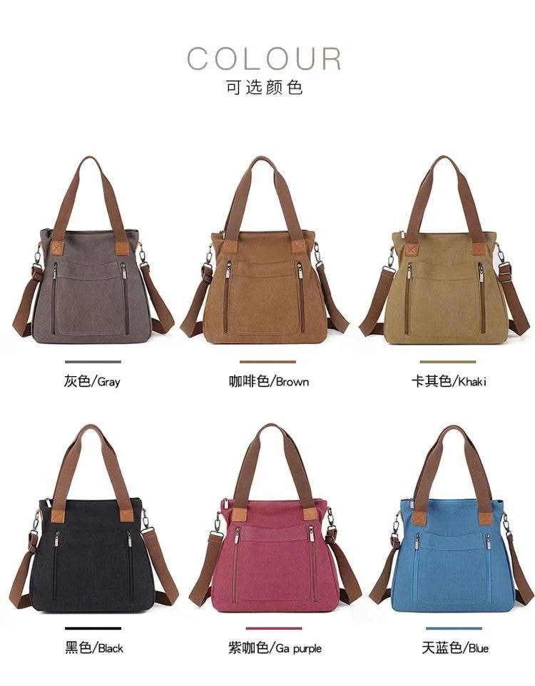 Cross-border large-capacity canvas women's bag, casual cross-body bag, Korean-style fashionable tote bag, simple handbag, new st - M & M Global