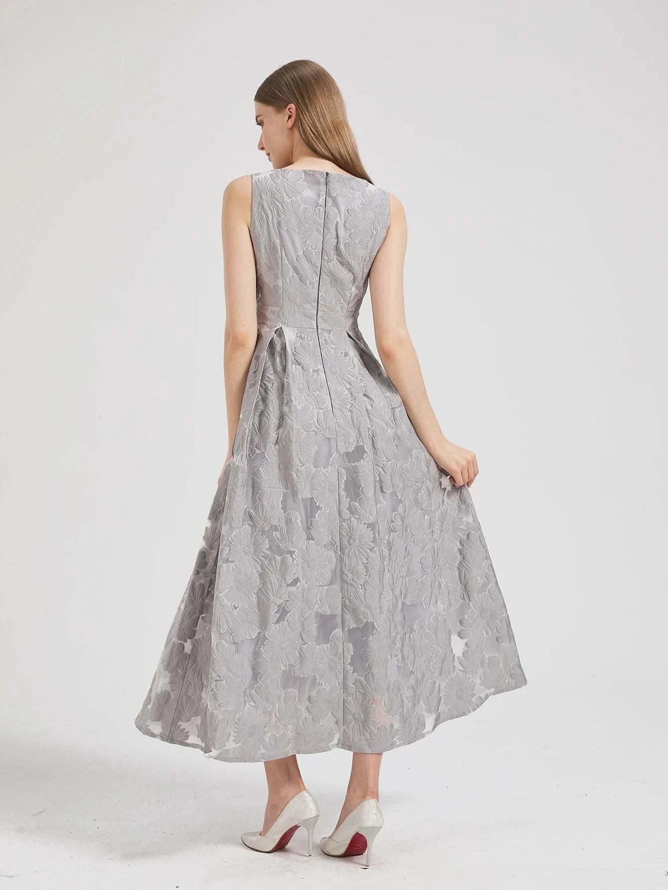 DEVCHATA Women New Fashion Organza Embroidery Elegant Long Dress Summer Sleeveless Dresses Lady Holiday Evening Prom Vestido - M & M Global