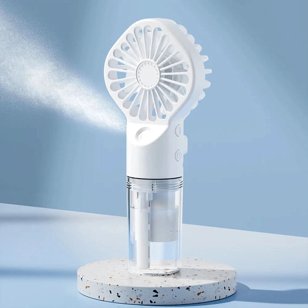 Portable Humidifier Fan Mini Handheld Mist Fan Portable USB Rechargeable Handheld Fan with Humidifier Mini Water Spray Hand Fan - M & M Global