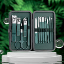 Green 7/13/24 pcs Stainless Steel Nail Cutter and Pedicure Scissors Set - Portable Manicure and Pedicure Tool Nail Clipper Set
