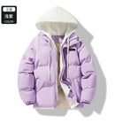 New Men's Winter Thickened Cotton Coat Fake Two-piece Fashion Brand Winter Cotton Coat New Loose Warm Hooded Cold Jacket