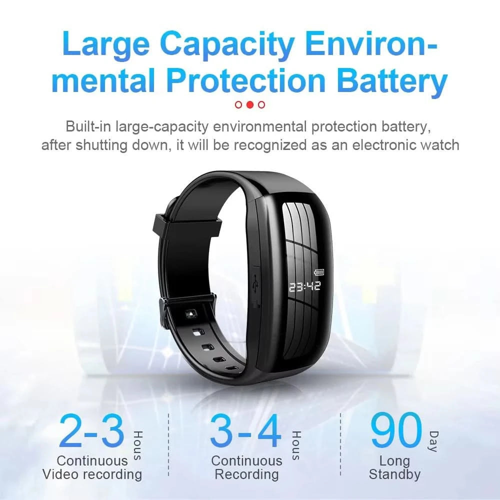 HD Mini Camera Watch 8-256GB Video Voice Recorder Bracelet USB Flash Driver Dictaphone Noise Reduce Sound Recording Wristband - M & M Global